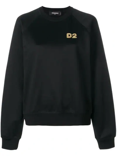 Shop Dsquared2 Sweatshirt Mit Pailletten-logo In Black