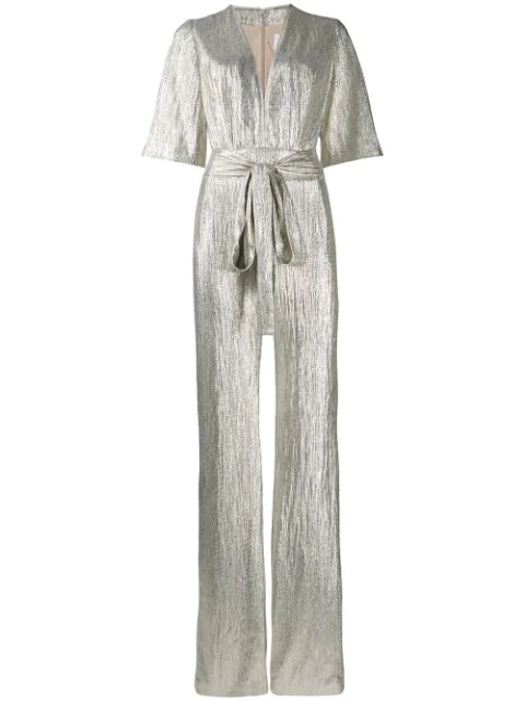 metallic jumpsuit with sleeves