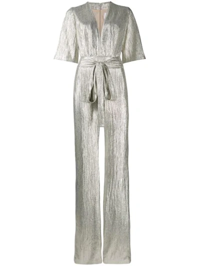 Shop Galvan Galaxy Metallic Jumpsuit In Gold