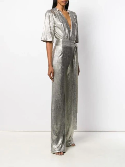 Shop Galvan Galaxy Metallic Jumpsuit In Gold