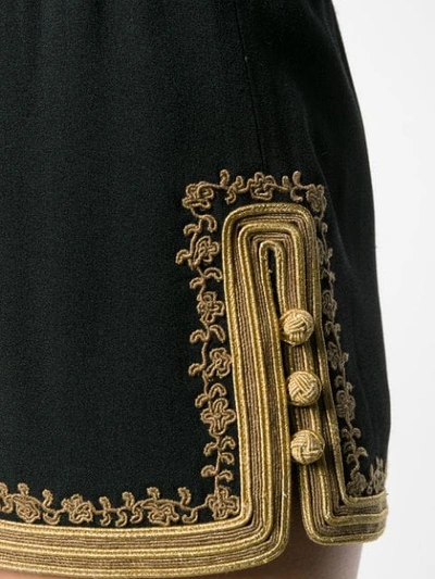Shop Saint Laurent Embroidered Trim Shorts In Black