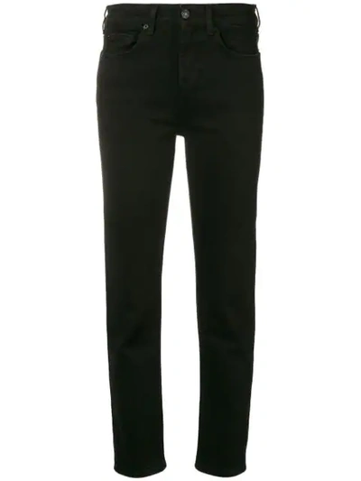 Shop 7 For All Mankind Cropped Slim Fit Denim Trousers In Black