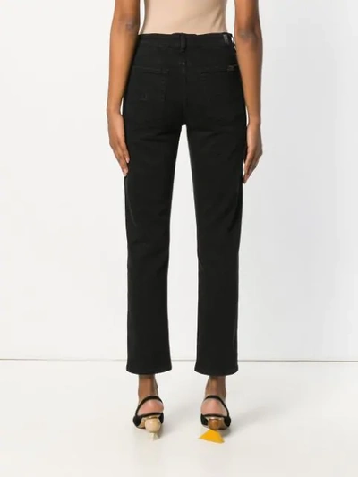 Shop 7 For All Mankind Cropped Slim Fit Denim Trousers In Black