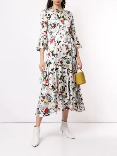 Shop Erdem Floral Print Dress In White