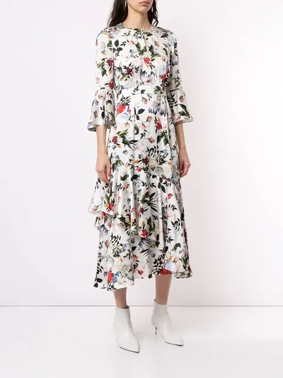 Shop Erdem Floral Print Dress In White