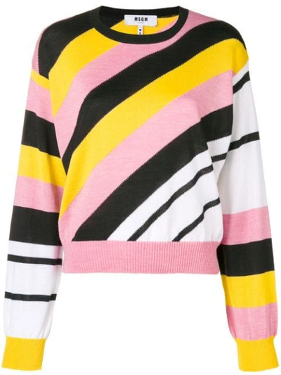 Shop Msgm Diagonal-stripe Sweater In Multicolour