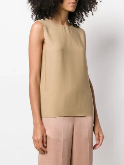 Shop Theory Sleeveless Round Neck Top In Brown