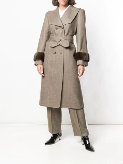 Shop Fendi Butterfly Lapels Overcoat In Brown