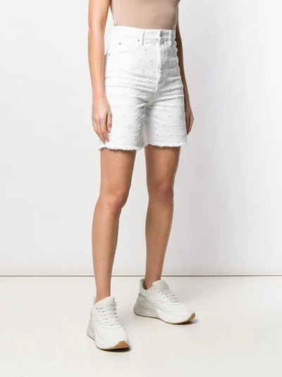 Shop Isabel Marant Étoile Rip Motif Denim Shorts In White