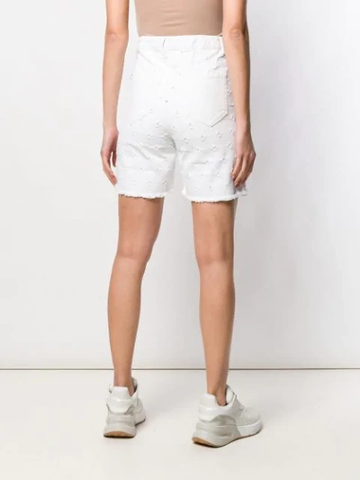 Shop Isabel Marant Étoile Rip Motif Denim Shorts In White