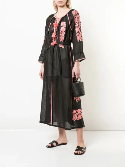Shop Vita Kin Embroidered Midi Dress In Black