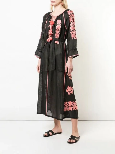 Shop Vita Kin Embroidered Midi Dress In Black