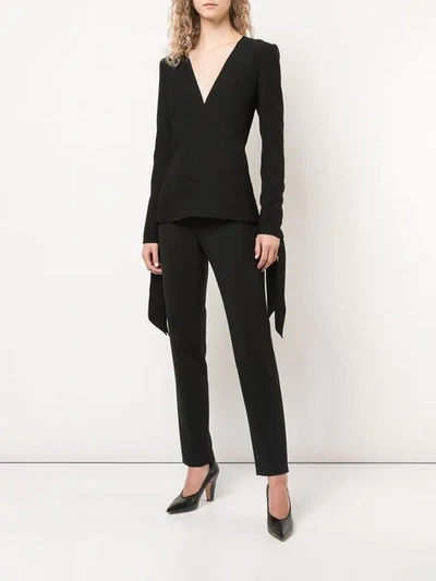 Shop Carolina Herrera Tie-cuff Blouse In Black