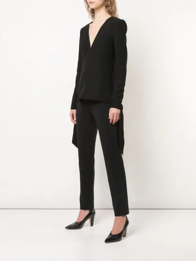 Shop Carolina Herrera Tie-cuff Blouse In Black