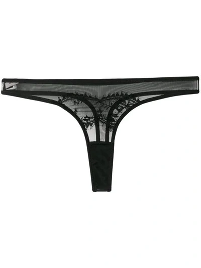 Shop Gilda & Pearl Desabille Lace Thong In Onyx