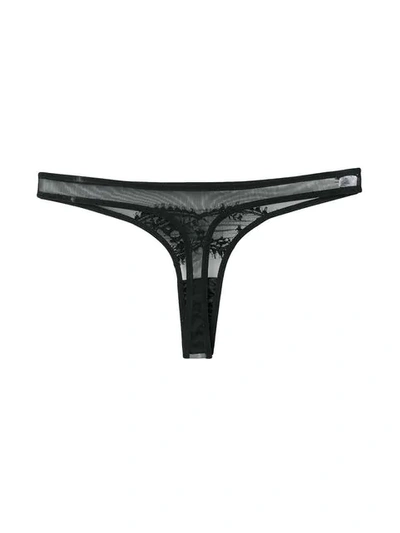 Shop Gilda & Pearl Desabille Lace Thong In Onyx