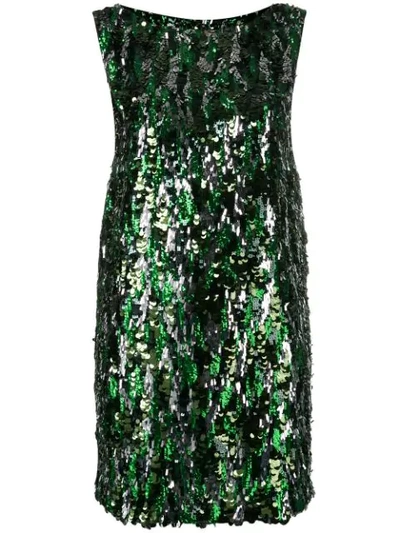 Shop Prada Sequinned Mini Dress In Green