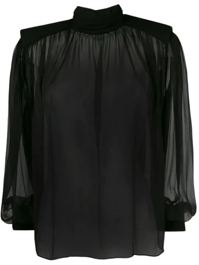 Shop Alberta Ferretti Transparent Silk Blouse In Black