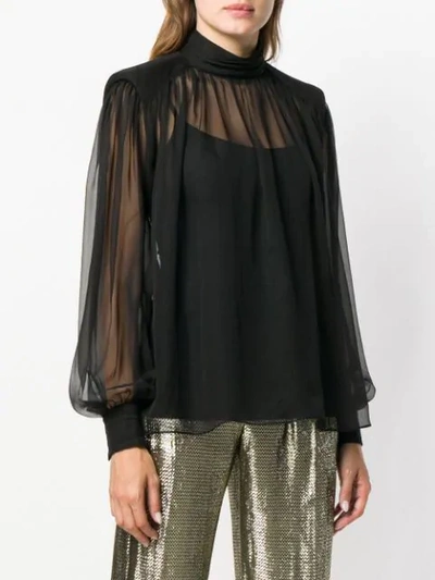 Shop Alberta Ferretti Transparent Silk Blouse In Black