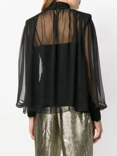 Shop Alberta Ferretti Transparent Silk Blouse In Black