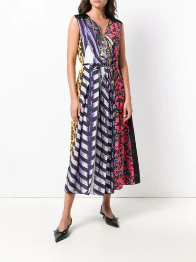 Marc Jacobs Sleeveless V-neck Photographic Mixed-print A-line Dress In Purple