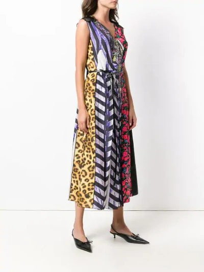 Marc Jacobs Sleeveless V-neck Photographic Mixed-print A-line Dress In Purple