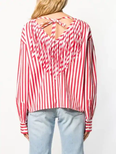 Shop Msgm Striped Blouse In Red
