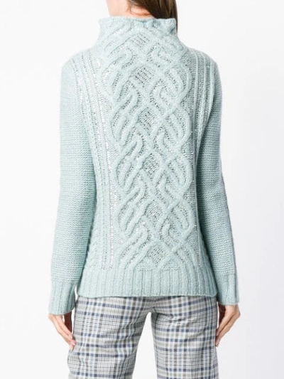 Shop Ermanno Scervino High Neck Knit Sweater In Blue