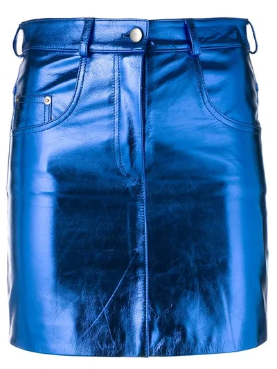 Shop Manokhi Metallic Mini Skirt In Blue