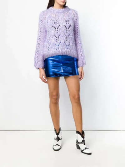 Shop Manokhi Metallic Mini Skirt In Blue