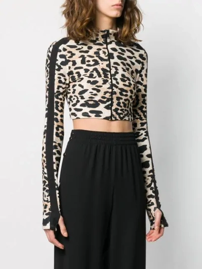 Shop Paco Rabanne Leopard Print Cropped Track Top In Black