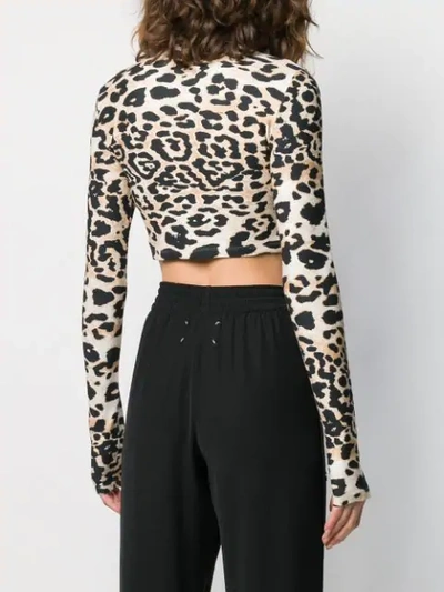 Shop Paco Rabanne Leopard Print Cropped Track Top In Black