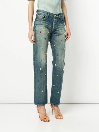 Shop Tu Es Mon Tresor Bijou Embellished Jeans In Blue