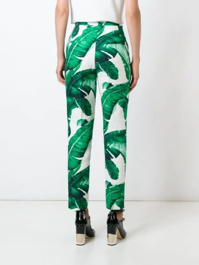 Shop Dolce & Gabbana Banana Leaf Print Brocade Trousers In White