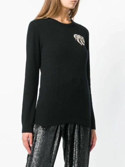 Shop N°21 Knitted Embellished Jumper In Black