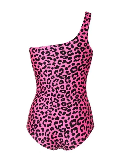 Shop Gucci Leopard Print One-piece In 5053 Pink/black