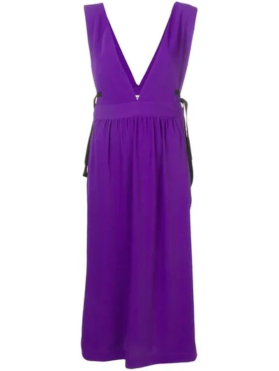 Shop Mm6 Maison Margiela Long Pinafore Dress In Purple