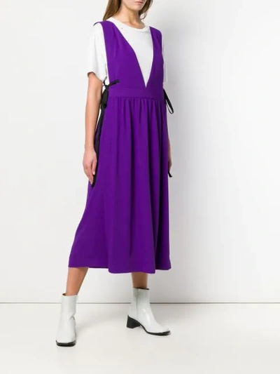 Shop Mm6 Maison Margiela Long Pinafore Dress In Purple