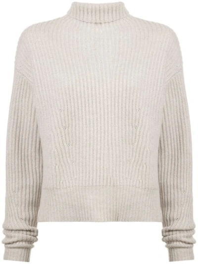 Shop Le Kasha Turtle-neck Knitted Sweater - Neutrals