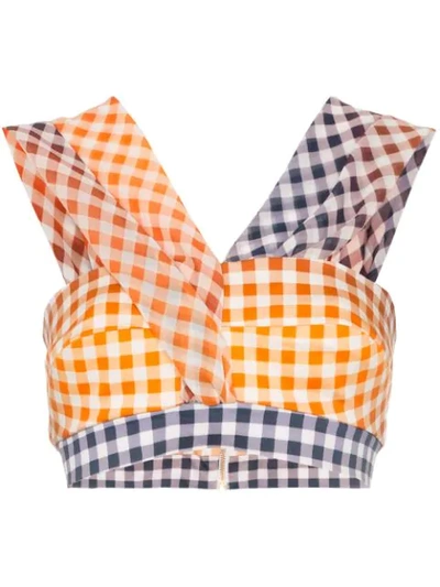 Shop Silvia Tcherassi Hinojo Gingham Check Top In Orange