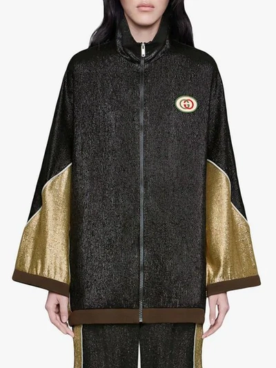 Shop Gucci Crêpe Lurex Kimono Jacket In Black