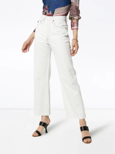 Shop Re/done Cropped Wide-leg Jeans In 114 - White