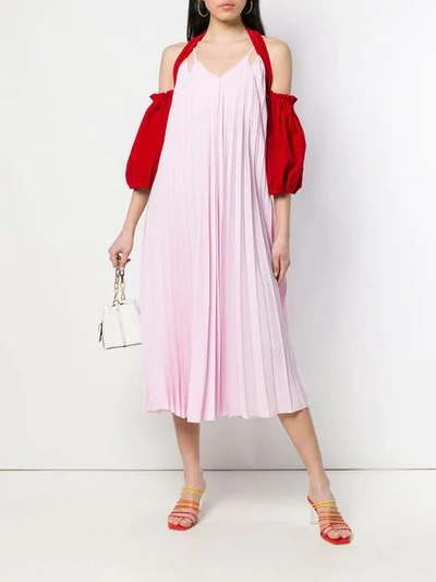 ATU BODY COUTURE COLOUR-BLOCK PLEATED DRESS - 粉色