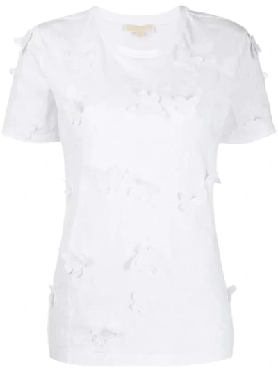 Shop Michael Michael Kors Butterfly Embroidered T-shirt In White