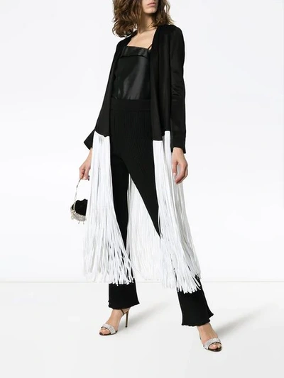 Shop Galvan Dusk Long Contrast Fringe Jacket In Black