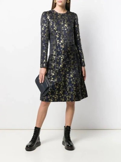 Shop Marni Floral Embroidered Midi Dress In Blue