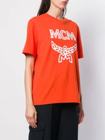 Shop Mcm Logo Print T-shirt In Orange