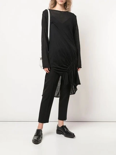 Shop Yohji Yamamoto Elastic Gathered Top In Black