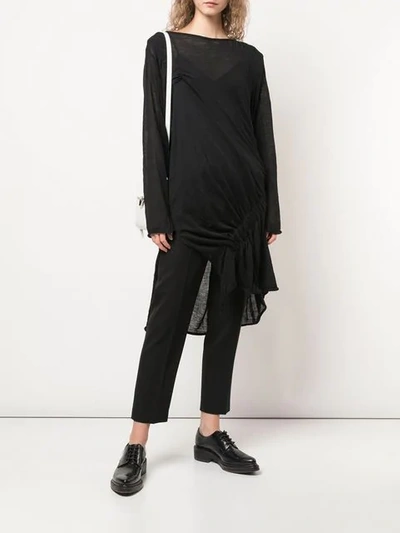 YOHJI YAMAMOTO ELASTIC GATHERED TOP - 黑色