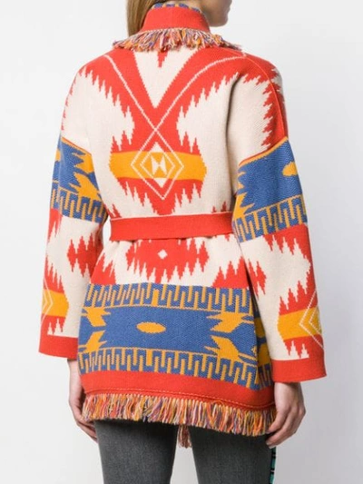 Shop Alanui Belted Cashmere Cardigan In Orange